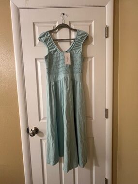 Isabel Maternity by Ingrid & Isabel Mint Blue Smocked Midi Dress